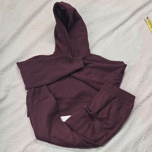 Forever 21 Maroon Hooded Track Pants Jogger Set